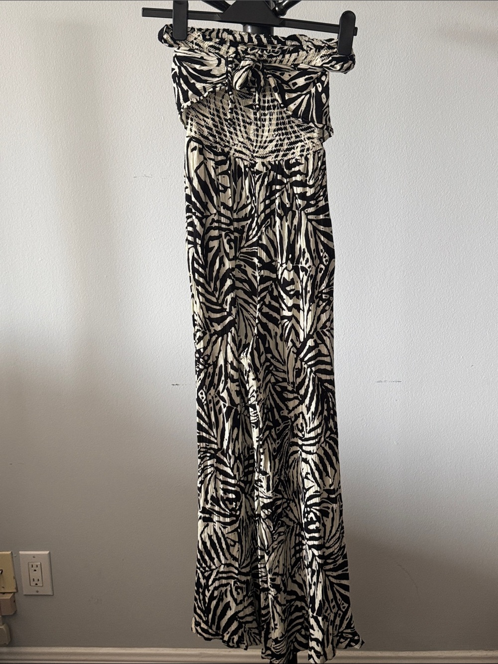 Smocked Zebra Print Strapless Jumpsuit 6.T